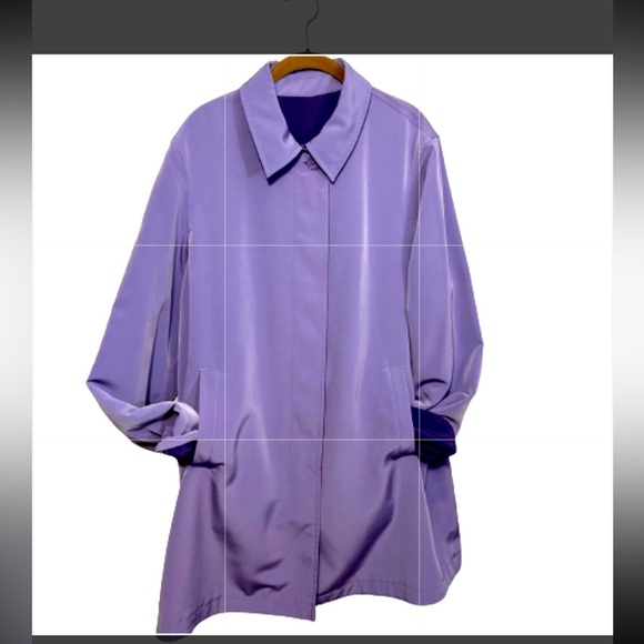 Fleet Street Reversible Jacket Coat  Purple Silk Pockets Button Up Size Large - Picture 4 of 11